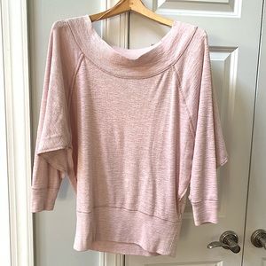 We The Free Pink Cowlneck Dolman Sleeve Sweater